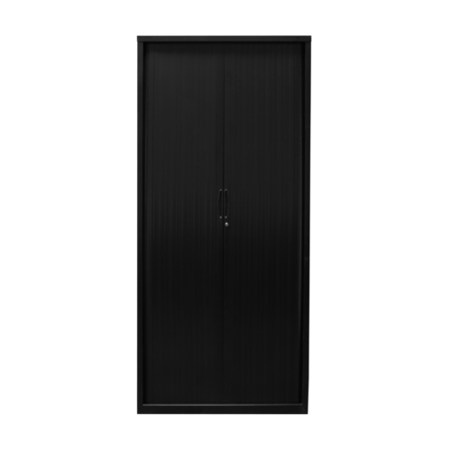 Go Steel Large Black Tambour Storage Cupboard