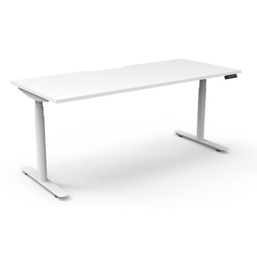 Halo+ Single Sided Height Adjustable Workstation White Frame White Top -1800mm x 750mm