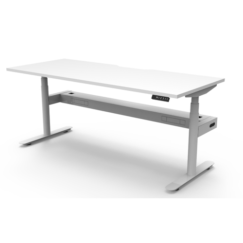Halo+ Single Sided Height Adjustable Workstation  White Frame White Top -1200mm x 750mm- With Cable Tray-Without Screen