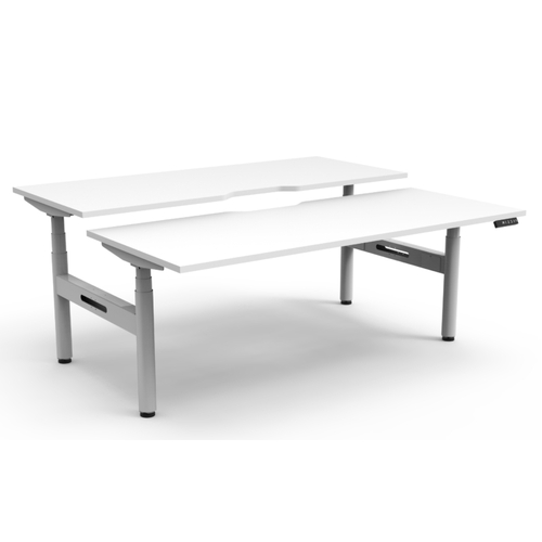 Halo+ Back to Back Height Adjustable Workstation-White Frame White Top-1200mm x 750mm