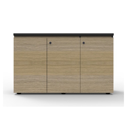 Deluxe Infinity Swing Door Cupboard - Natural Oak 1500mm W x 450mm D x 730mm H Finished In Natural Oak Laminate With Black Rigid Edging