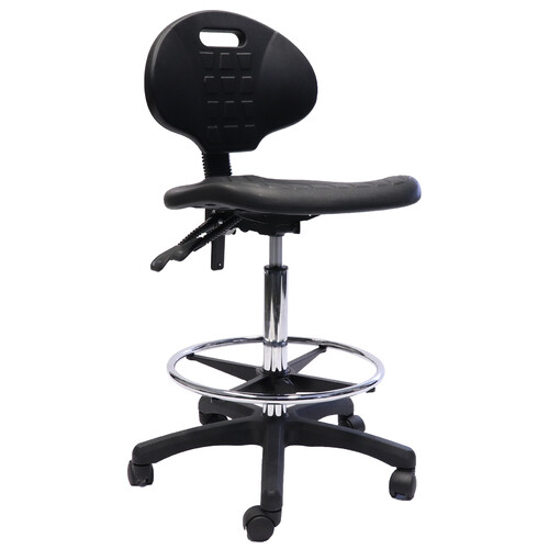 Black Laboratory Drafting Height Stool