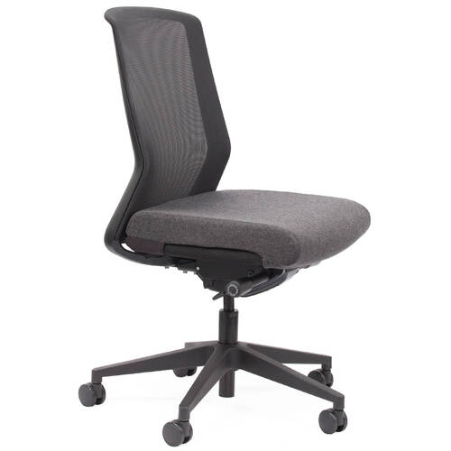 Motion Sync Black Mesh Ergonomic Office Chair Stone Grey Seat Cover
