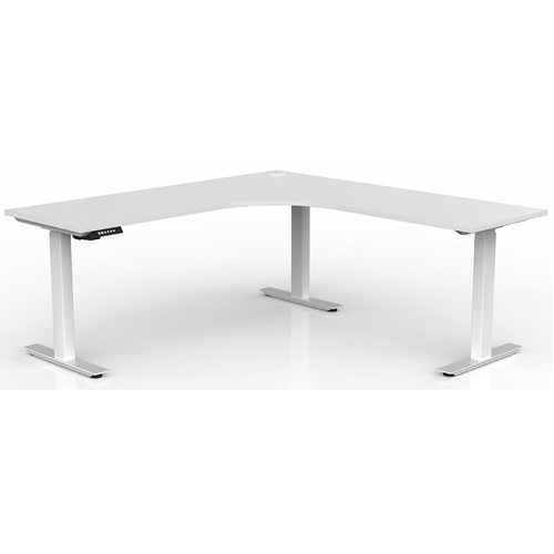 Agile Electric 2-Column White Corner Workstation