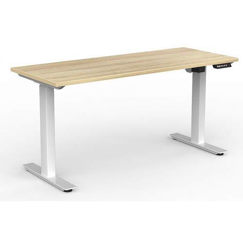 Agile Electric Sit Stand Desk White New Oak - 1500mm x 600mm