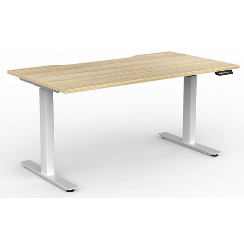 Agile Electric Sit Stand Desk White New Oak - 1500mm x 800mm (scallop top)