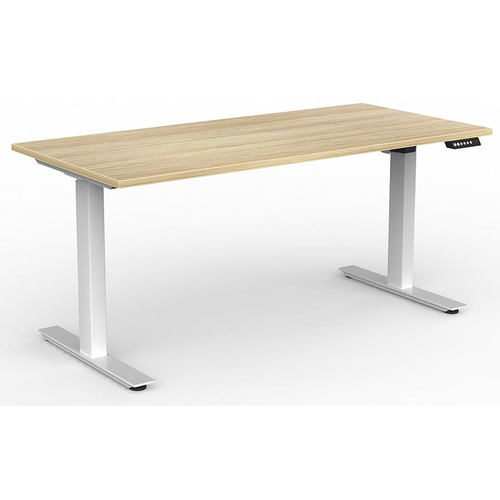 Agile Electric Sit Stand Desk White New Oak - 1600mm x 750mm