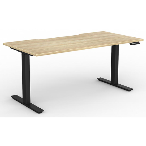 Agile Electric Sit Stand Desk Black New Oak - 1600mm x 800mm (scallop top)