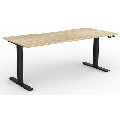 Agile Electric Sit Stand Desk Black New Oak - 1800mm x 800mm (scallop top)