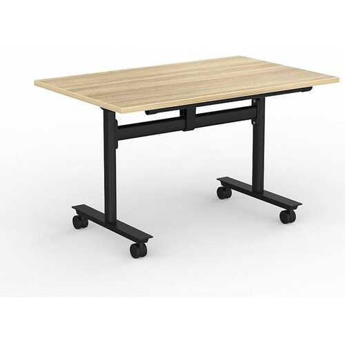 Agile New Oak Mobile Flip Top Table - 1200mm x 750mm