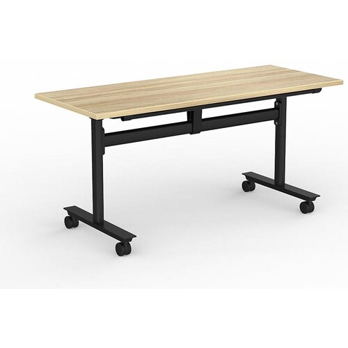 Agile New Oak Mobile Flip Top Table - 1500mm x 600mm