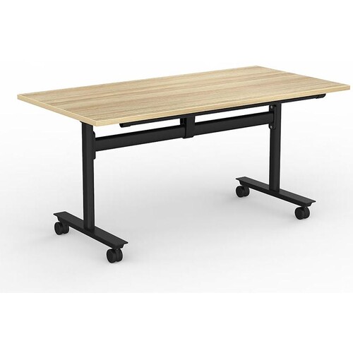 Agile New Oak Mobile Flip Top Table - 1500mm x 750mm