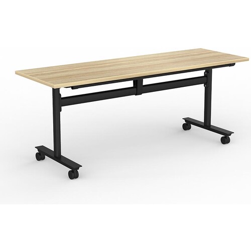 Agile New Oak Mobile Flip Top Table - 1800mm x 600mm