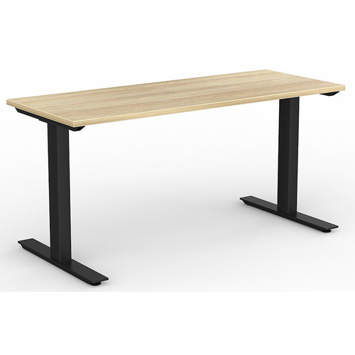 Agile Straight Office Desk Black Frame New Oak - 1500mm x 600mm