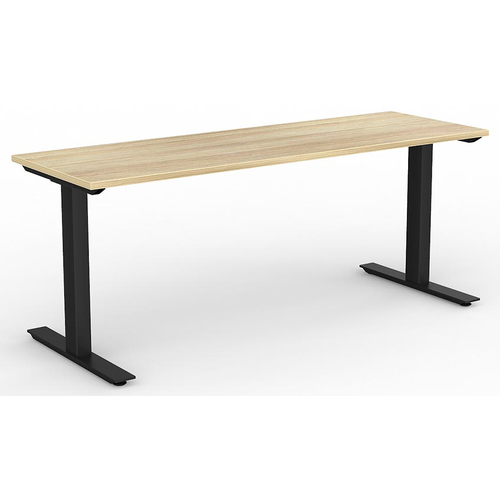 Agile Straight Office Desk Black Frame New Oak - 1800mm x 600mm