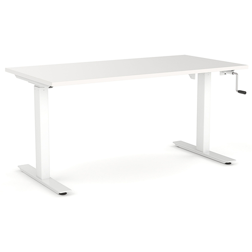 Agile Manual Height Adjustable Desk - White Frame - 1500mm x 800mm (scallop top)