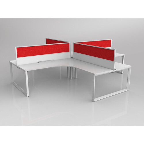 Anvil 4 Person Corner Workstation with Red Screens - 1800 x 1800 x 600