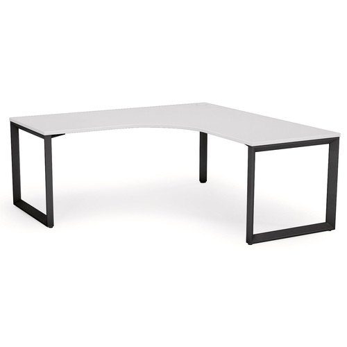 Anvil White Corner Office Desk - 1800 x 1800 x 600 - Black Frame