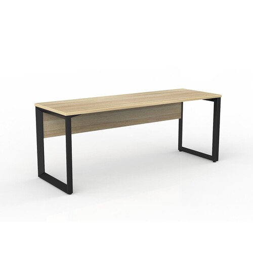 Anvil Straight Office Desk with Modesty Panel Black New Oak - 1800mm x 600mm