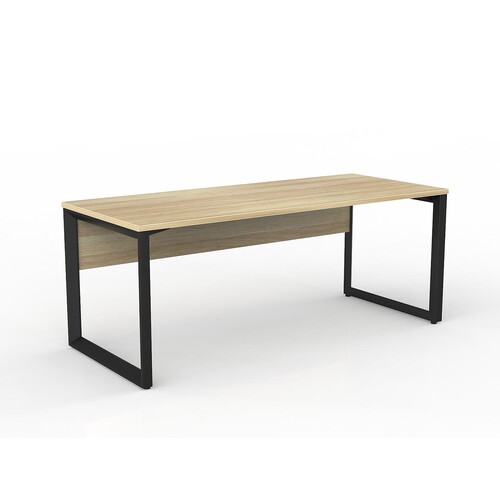 Anvil Straight Office Desk with Modesty Panel Black New Oak - 1800mm x 750mm