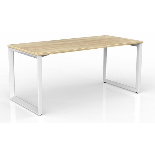 Anvil Modern Office Desk White Frame New Oak Desk Top - 1600mm x 750mm