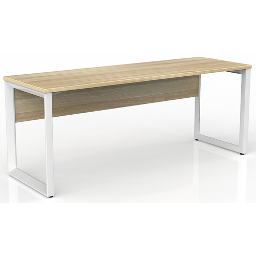 Anvil Straight Office Desk with Modesty Panel White New Oak - 1800mm x 600mm
