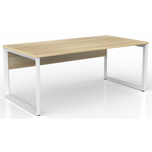 Anvil Straight Office Desk with Modesty Panel White New Oak - 1800mm x 900m