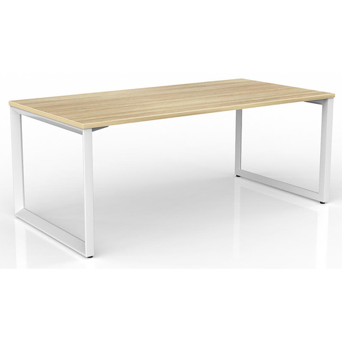 Anvil Modern Office Desk White Frame New Oak Desk Top - 1800mm x 900mm