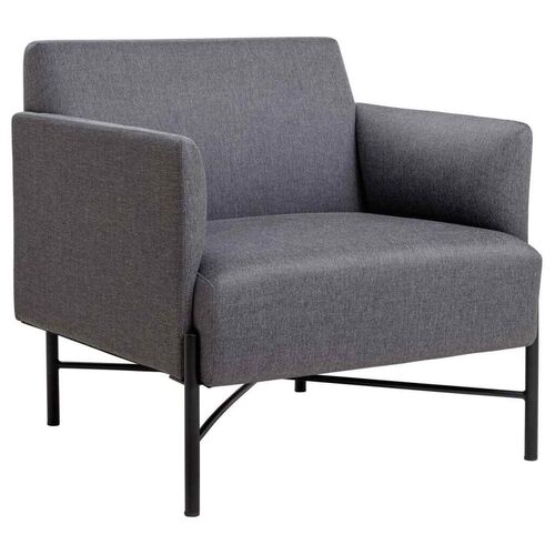 Avalon 1-Seater Armchair - Black Powdercoated Base - Vico Ashstone Grey