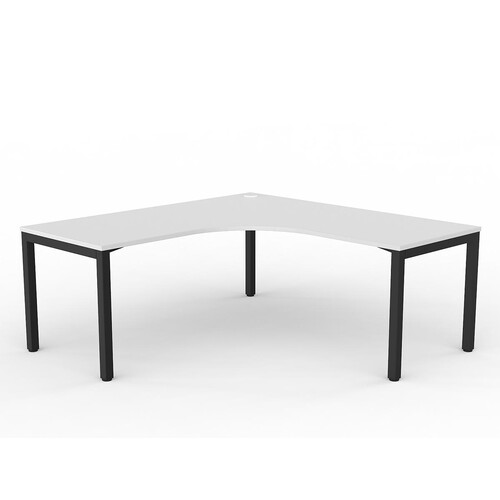 Axis White Corner Home Office Desk Workstation Black Frame - 1800mm x 1800mm x 750mm
