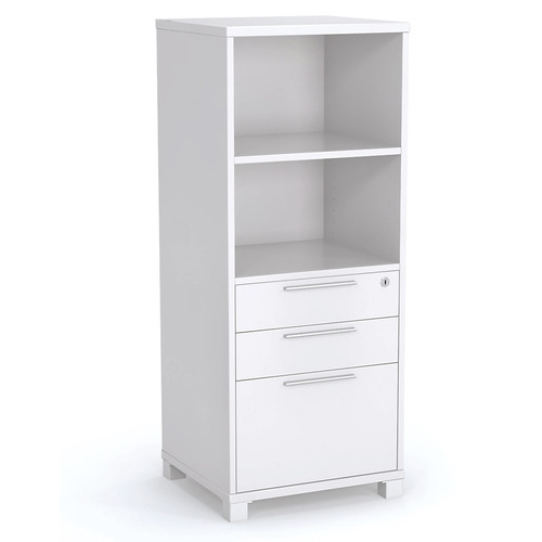 Tower Bookcase With 1 X Drawer Insert, White Tower Bookcase