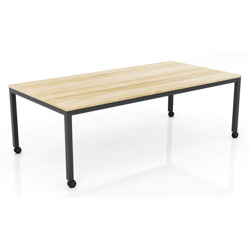 Axis Mobile Meeting Table - 2400 x 1200mm - Black Frame / New Oak Top