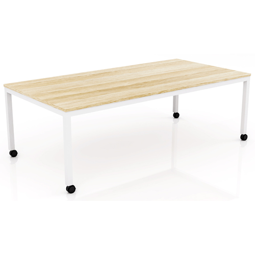 Axis Mobile Meeting Table White Frame New Oak Top - 1800mm x 1200mm