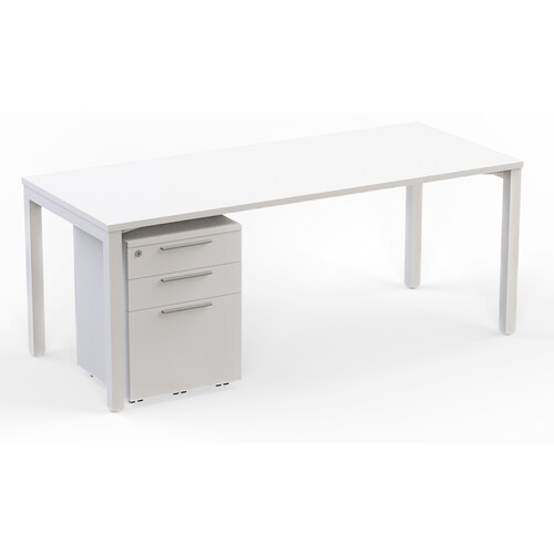Axis White Home Office Desk with Mobile Pedestal - 1200 x 750