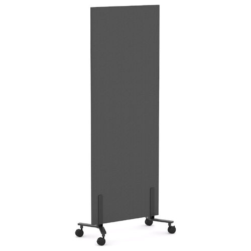 Edge25 Freestanding Office Screen - Custom Made [600mm Wide, Mobile Feet, Graphite, Black Frame]