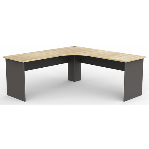 EkoSystem Corner Workstation Office Desk - New Oak/Charcoal - 1800 x 1800 x 600