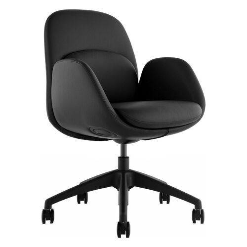 Fern Upholstered Meeting Chair - Black PU