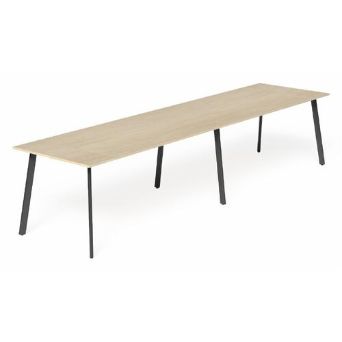 Flare Oval 6-Leg Bar Table - 2400 x 750mm (2-piece) / Nordic Maple / Black