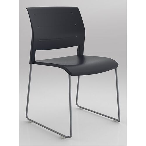 Game Sled Base Chair - Silver Frame / Charcoal Shell