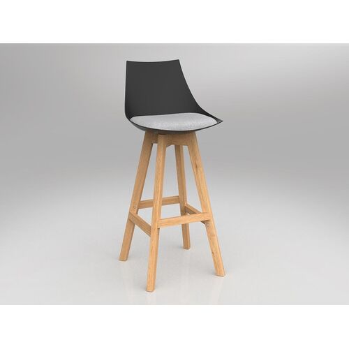 Luna Barstool with Oak Base - Black / Ash Grey