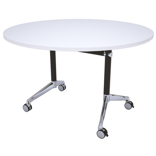 Modulus Round Flip Top Table Black Frame White Top