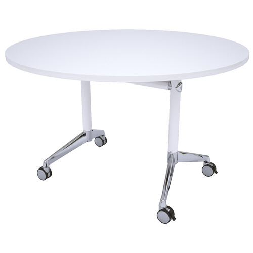 Modulus Round Flip Top Table White Frame White Top