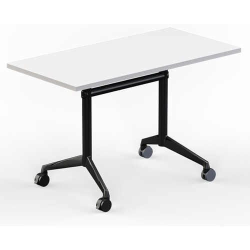 Modulus White Flip Top Mobile Table Black Frame - 1200 x 600