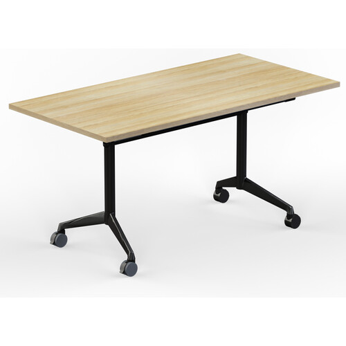 Modulus New Oak Flip Top Mobile Table Black Frame - 1500 x 750