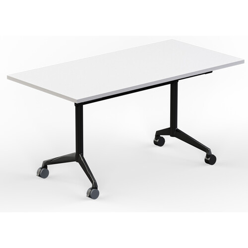 Modulus White Flip Top Mobile Table Black Frame 1500 x 750