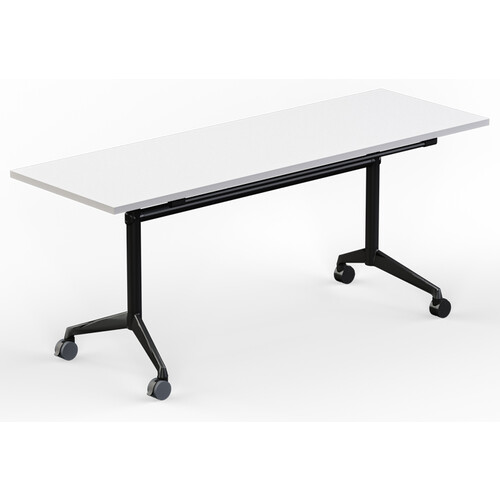 Modulus White Flip Top Mobile Table Black Frame - 1800 x 600