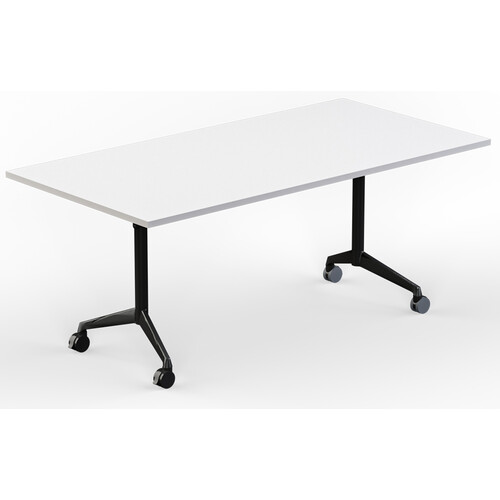 Modulus White Flip Top Mobile Table Black Frame - 1800 x 900