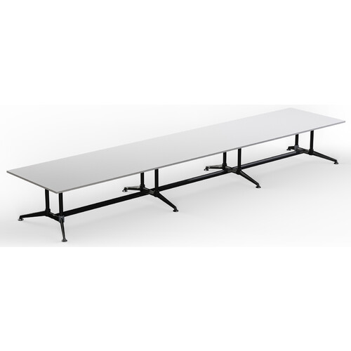 Modulus Boardroom Meeting Table - Twin Post - Black Frame - 5400mm x 1200mm