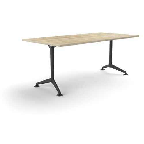 Modulus All Black Fixed Leg Meeting Table - 1800 x 900mm / New Oak / Black