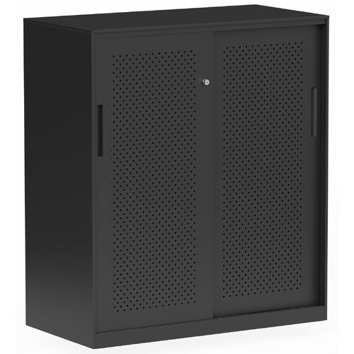 Tempo Sliding Door Credenza Black